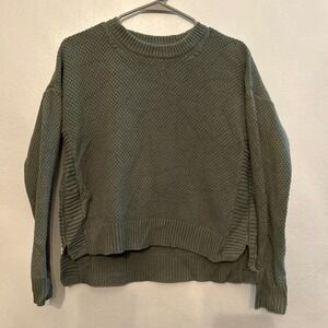 Madewell Women's Olive Green Waffle Knit Oversized Pullover Sweater XS